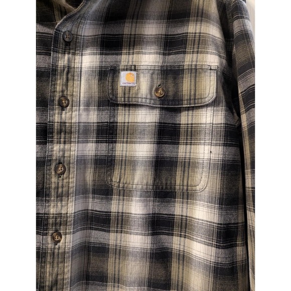 Carhartt Plaid Button Down Shirt Men's Large Gray Cotton Workwear - Picture 3 of 6